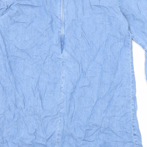 Zara Womens Blue Lyocell A-Line Size S Round Neck Zip