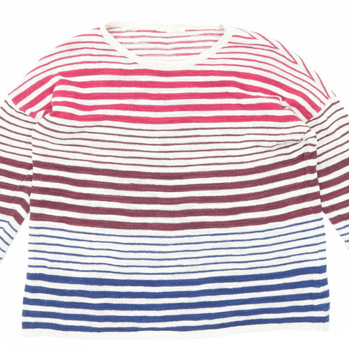 Seasalt Womens Multicoloured Round Neck Striped Cotton Pullover Jumper Size 12