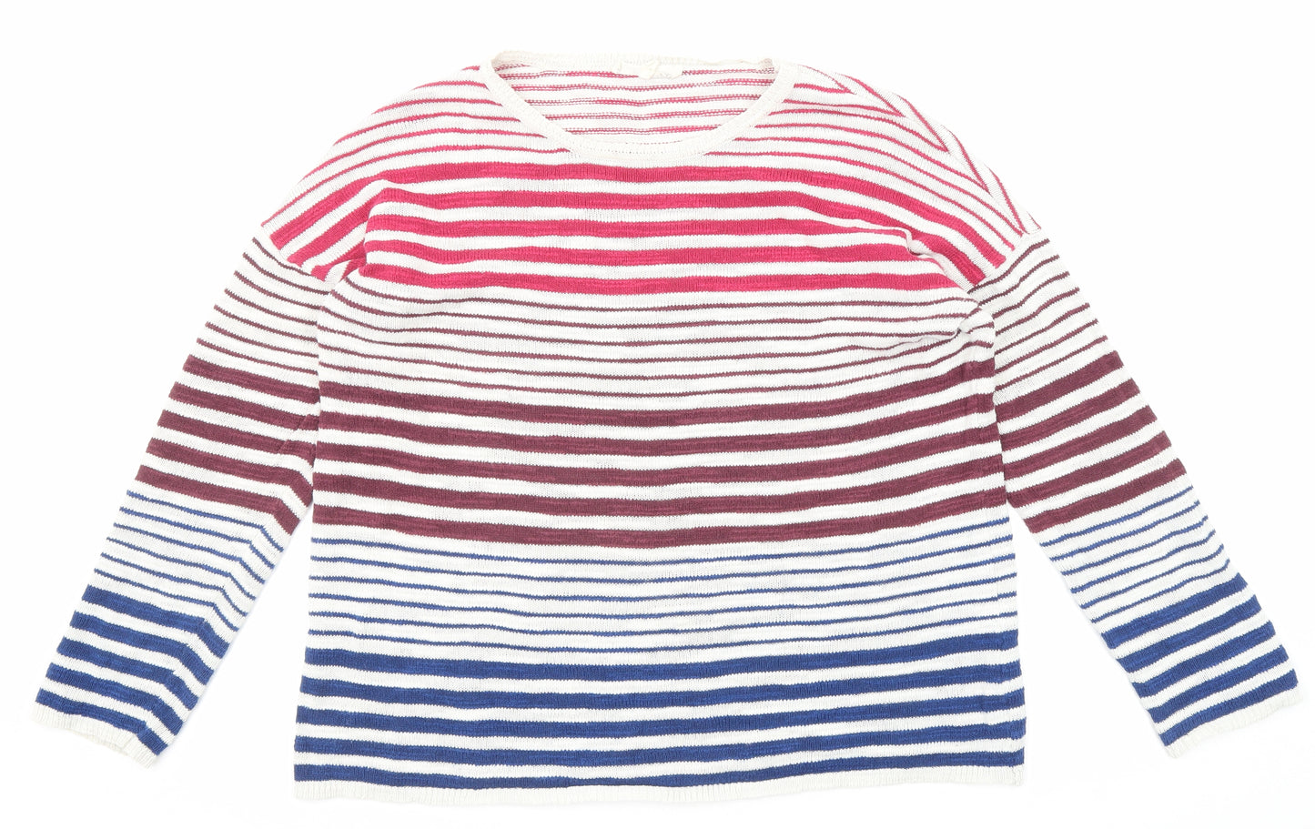 Seasalt Womens Multicoloured Round Neck Striped Cotton Pullover Jumper Size 12