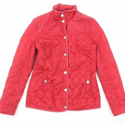 NEXT Womens Red Quilted Jacket Size 6 Snap