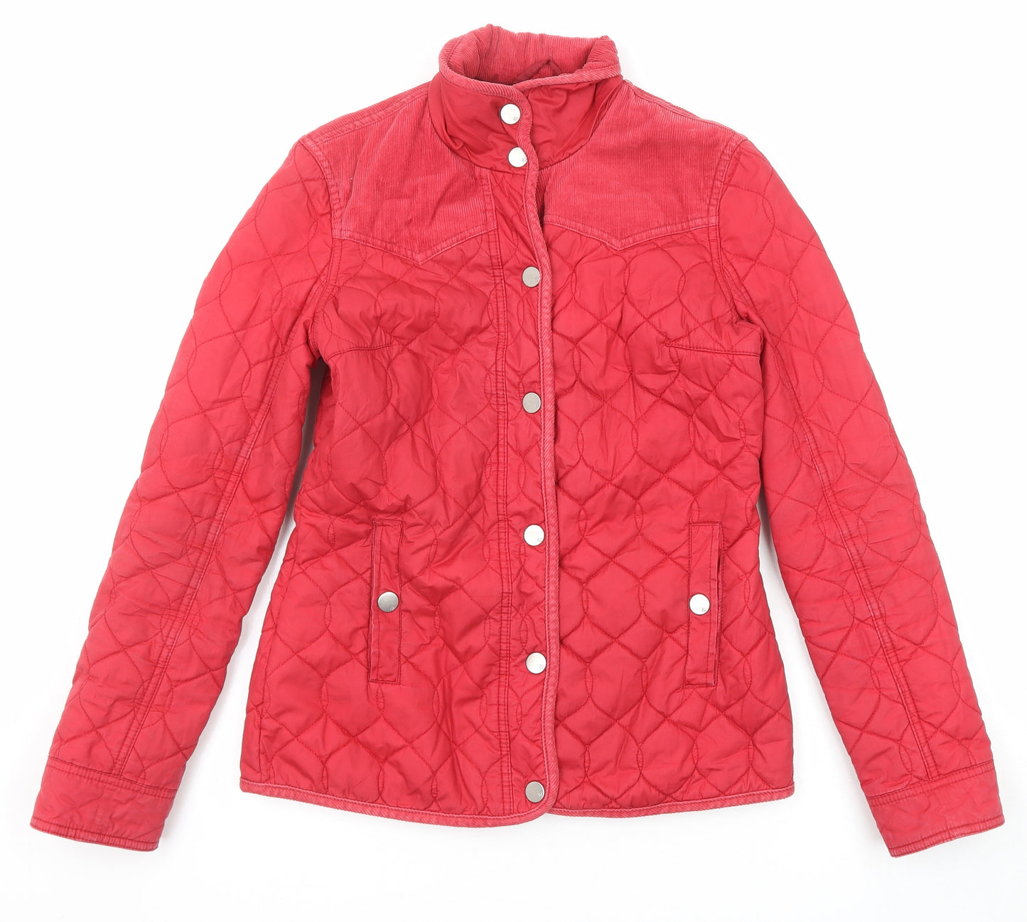 NEXT Womens Red Quilted Jacket Size 6 Snap
