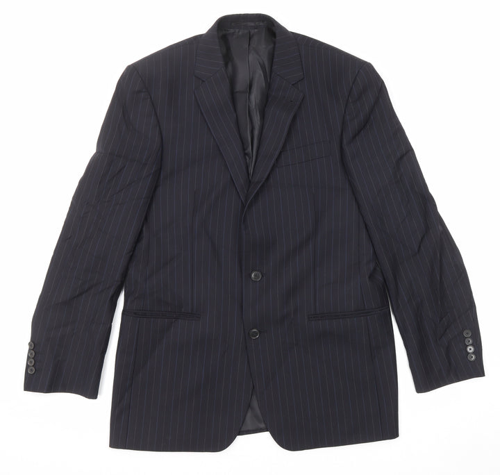 NEXT Mens Blue Striped Wool Jacket Suit Jacket Size 40 Regular