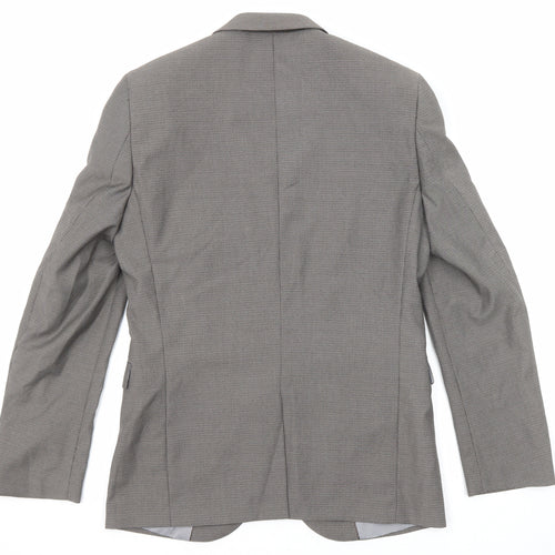 NEXT Mens Grey Geometric Polyester Jacket Blazer Size 38 Regular
