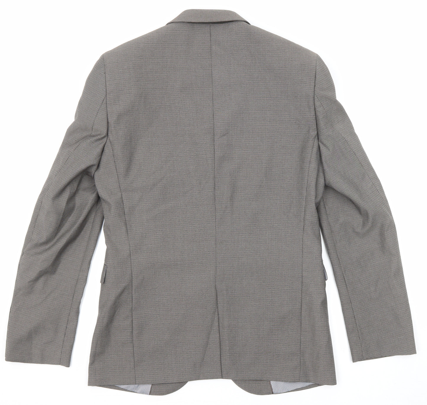 NEXT Mens Grey Geometric Polyester Jacket Blazer Size 38 Regular