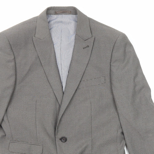 NEXT Mens Grey Geometric Polyester Jacket Blazer Size 38 Regular