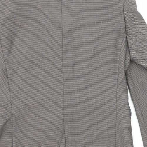 NEXT Mens Grey Geometric Polyester Jacket Blazer Size 38 Regular