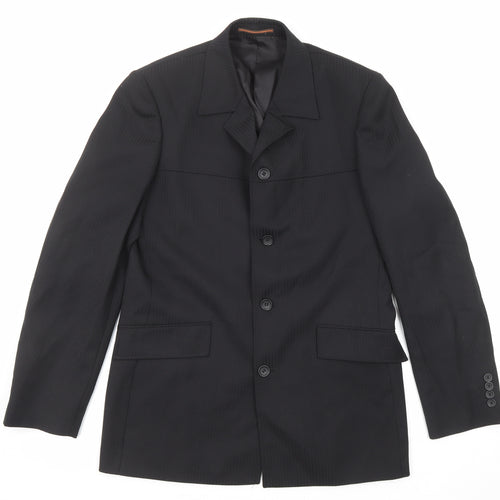 Topman Mens Black Polyester Jacket Suit Jacket Size 40 Regular