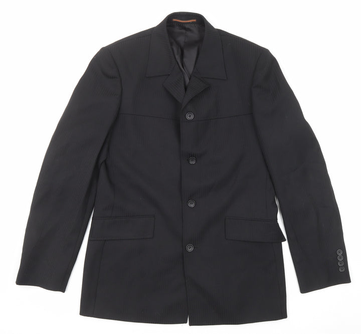 Topman Mens Black Polyester Jacket Suit Jacket Size 40 Regular