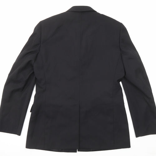 Topman Mens Black Polyester Jacket Suit Jacket Size 40 Regular