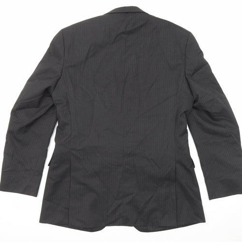 Burton Mens Black Striped Polyester Jacket Suit Jacket Size 40 Regular