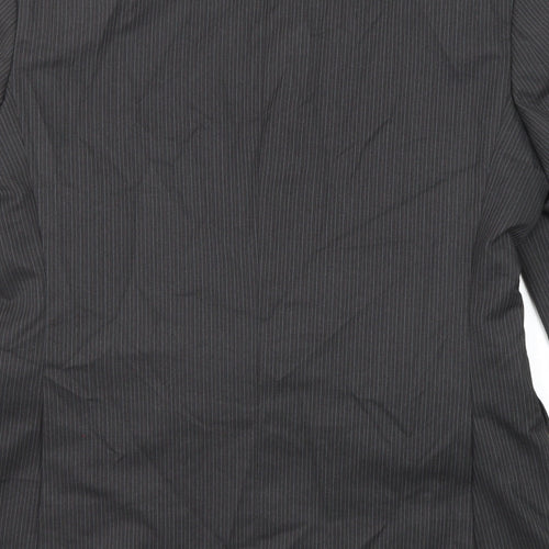 Burton Mens Black Striped Polyester Jacket Suit Jacket Size 40 Regular