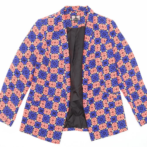 Ribbon Womens Multicoloured Geometric Jacket Blazer Size 10