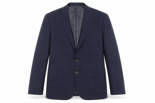Front view of Marks & Spencer men’s blue polyamide jacket suit jacket, size 42, regular