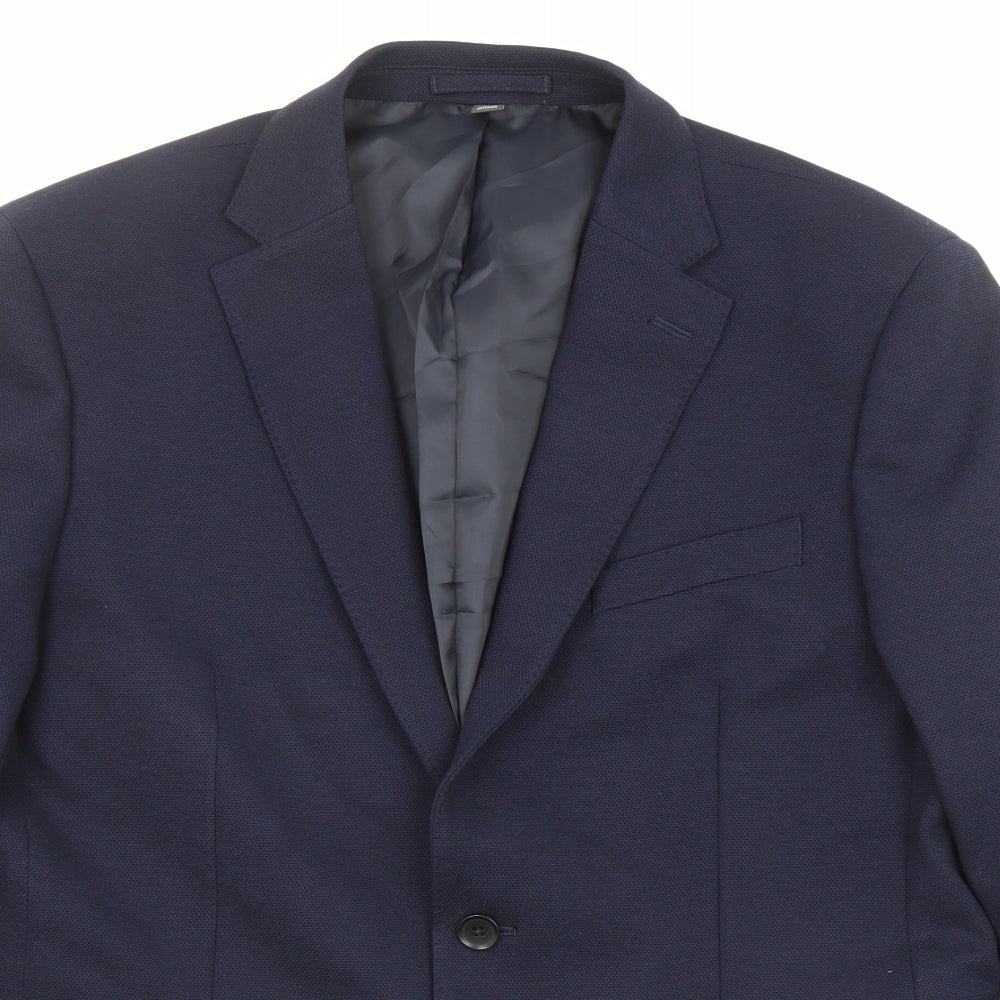 Marks and Spencer Mens Blue Polyamide Jacket Suit Jacket Size 42 Regular