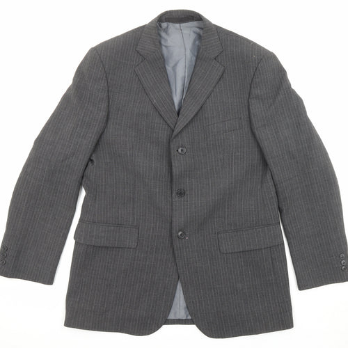 Marks and Spencer Mens Grey Striped Polyester Jacket Suit Jacket Size 40 Regular