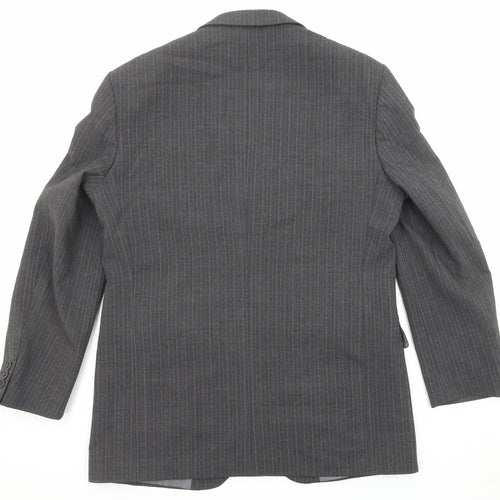 Marks and Spencer Mens Grey Striped Polyester Jacket Suit Jacket Size 40 Regular