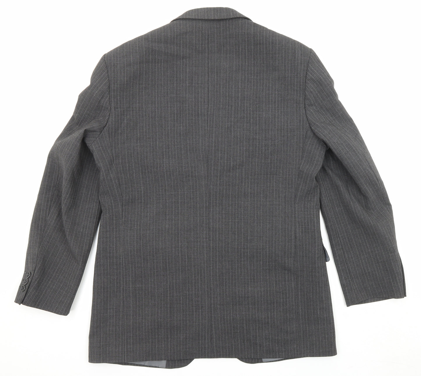 Marks and Spencer Mens Grey Striped Polyester Jacket Suit Jacket Size 40 Regular