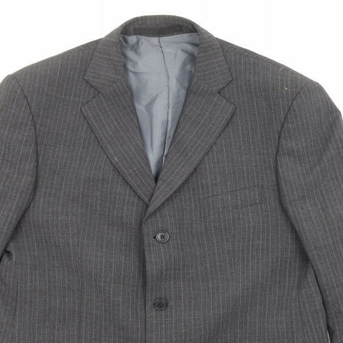 Marks and Spencer Mens Grey Striped Polyester Jacket Suit Jacket Size 40 Regular