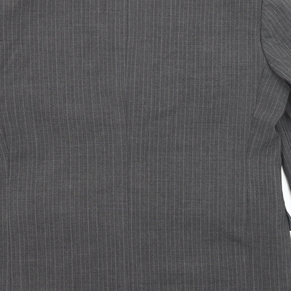 Marks and Spencer Mens Grey Striped Polyester Jacket Suit Jacket Size 40 Regular