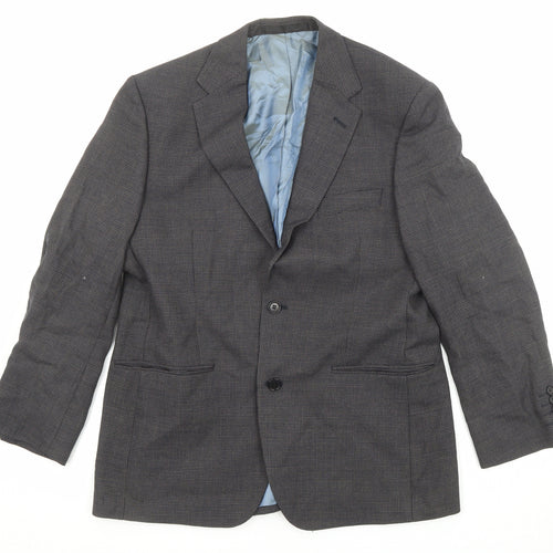 Marks and Spencer Mens Grey Geometric Wool Jacket Suit Jacket Size 40 Regular