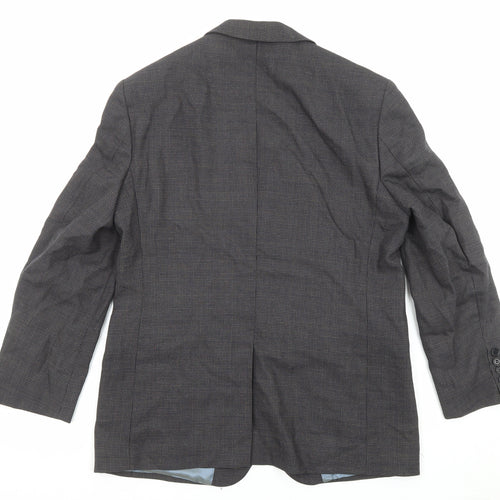 Marks and Spencer Mens Grey Geometric Wool Jacket Suit Jacket Size 40 Regular