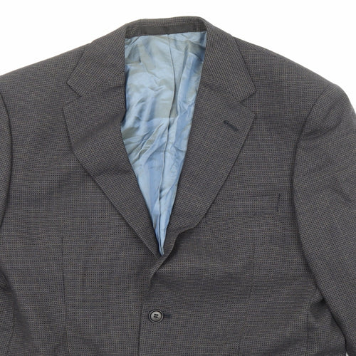 Marks and Spencer Mens Grey Geometric Wool Jacket Suit Jacket Size 40 Regular