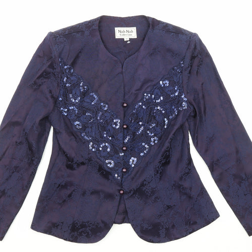 Nah Nah Womens Purple Jacket Size 10 Button - Lace Detail
