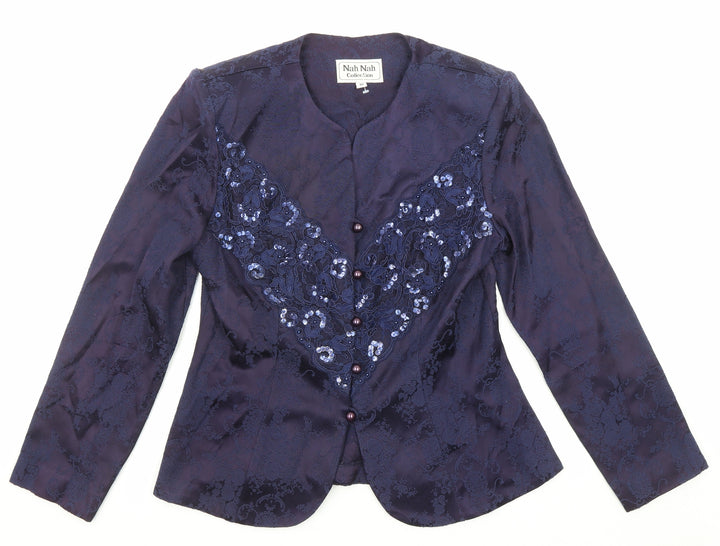 Nah Nah Womens Purple Jacket Size 10 Button - Lace Detail