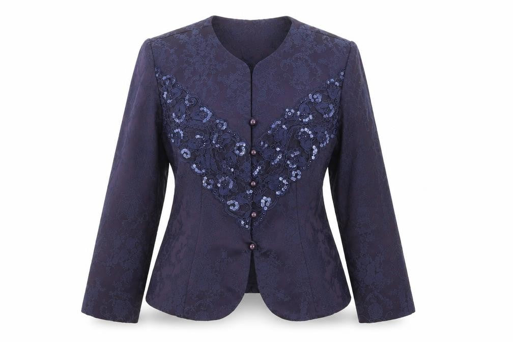 Front view of Nah Nah women’s purple jacket, size UK 10, button - lace detail