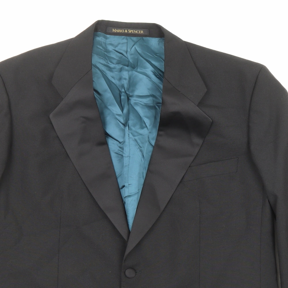 Marks and Spencer Mens Black Patent Leather Tuxedo Suit Jacket Size 42 Regular