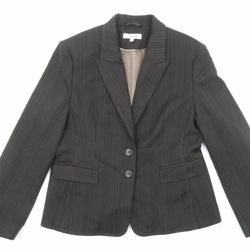 NEXT Womens Brown Pinstripe Polyester Jacket Blazer Size 16