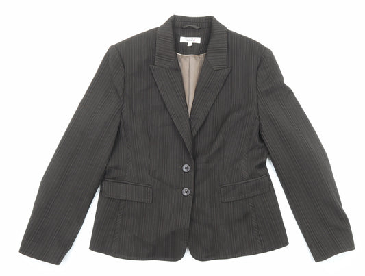 NEXT Womens Brown Pinstripe Polyester Jacket Blazer Size 16