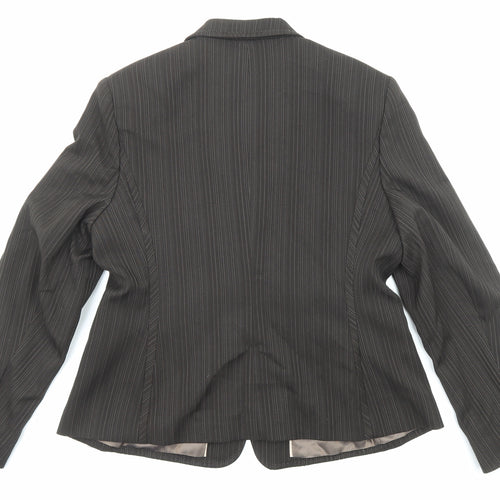 NEXT Womens Brown Pinstripe Polyester Jacket Blazer Size 16