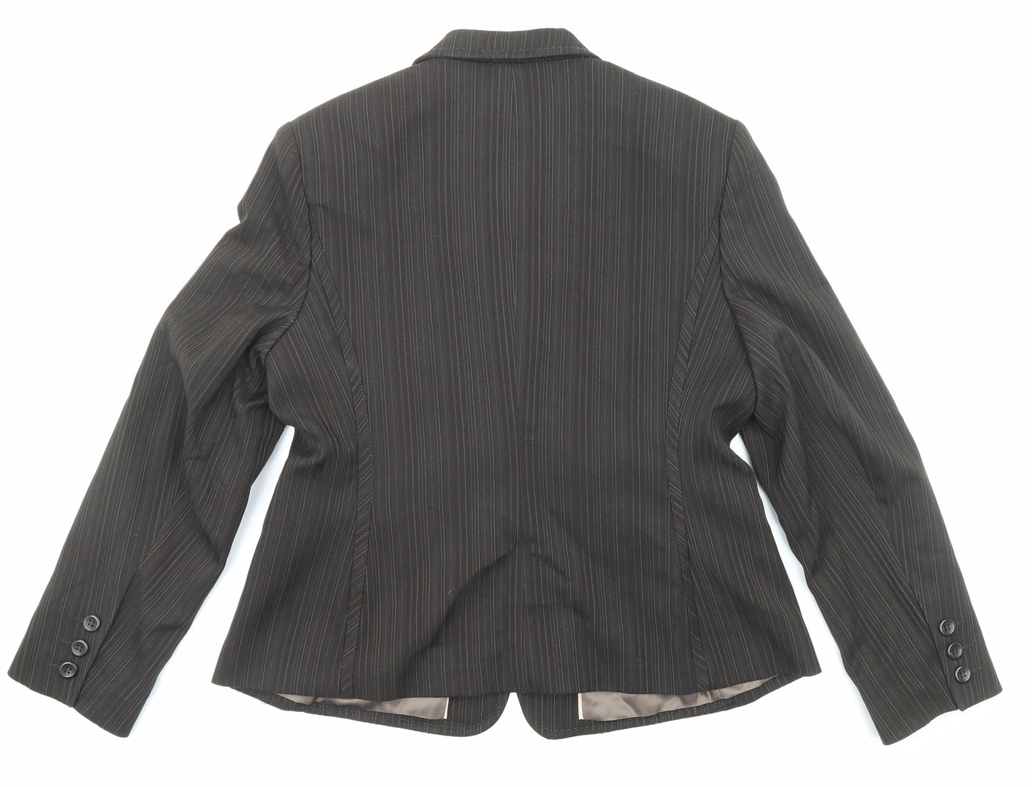 NEXT Womens Brown Pinstripe Polyester Jacket Blazer Size 16