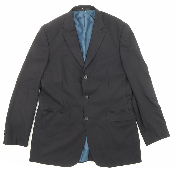 Marks and Spencer Mens Black Polyester Jacket Suit Jacket Size 40 Regular