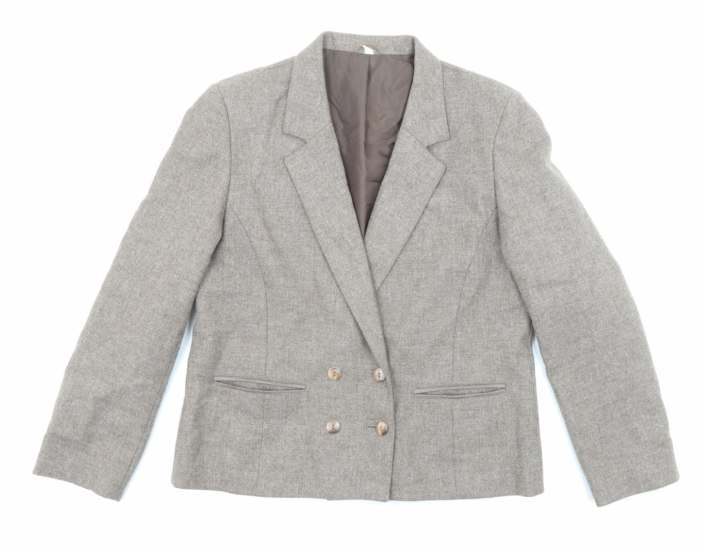 EWM Womens Beige Jacket Blazer Size 14 Button