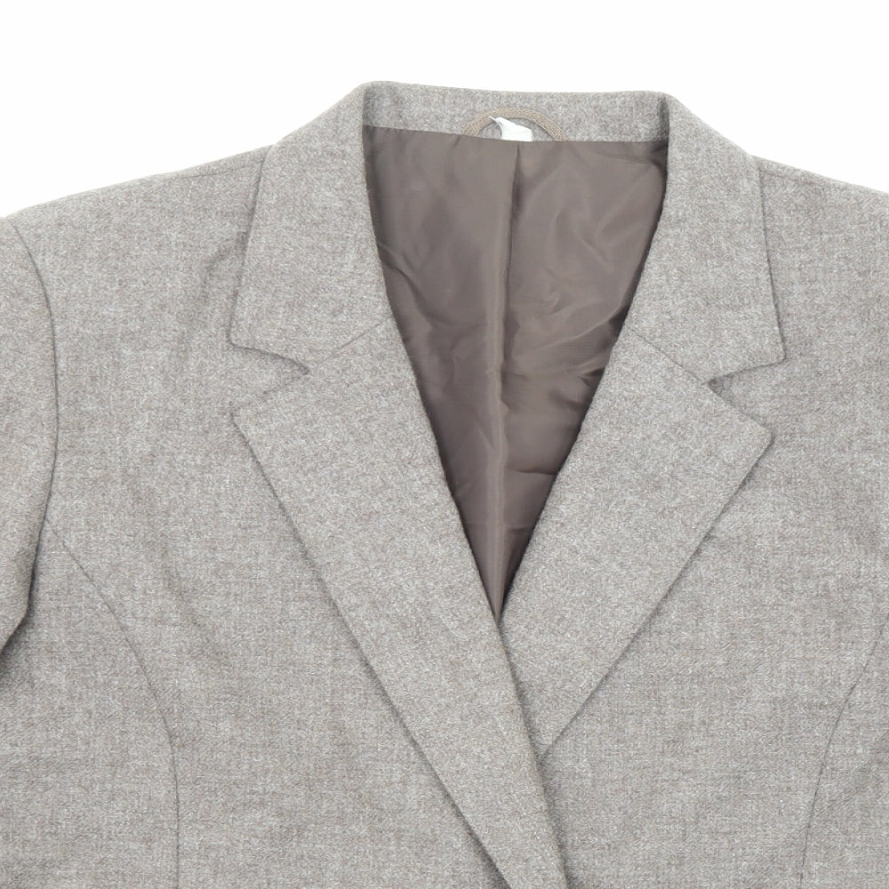 EWM Womens Beige Jacket Blazer Size 14 Button