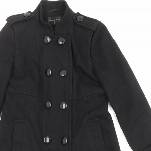 Marks and Spencer Womens Black Pea Coat Coat Size 12 Button
