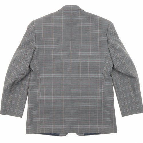 Berkertex Mens Grey Plaid Viscose Jacket Blazer Size 42 Regular