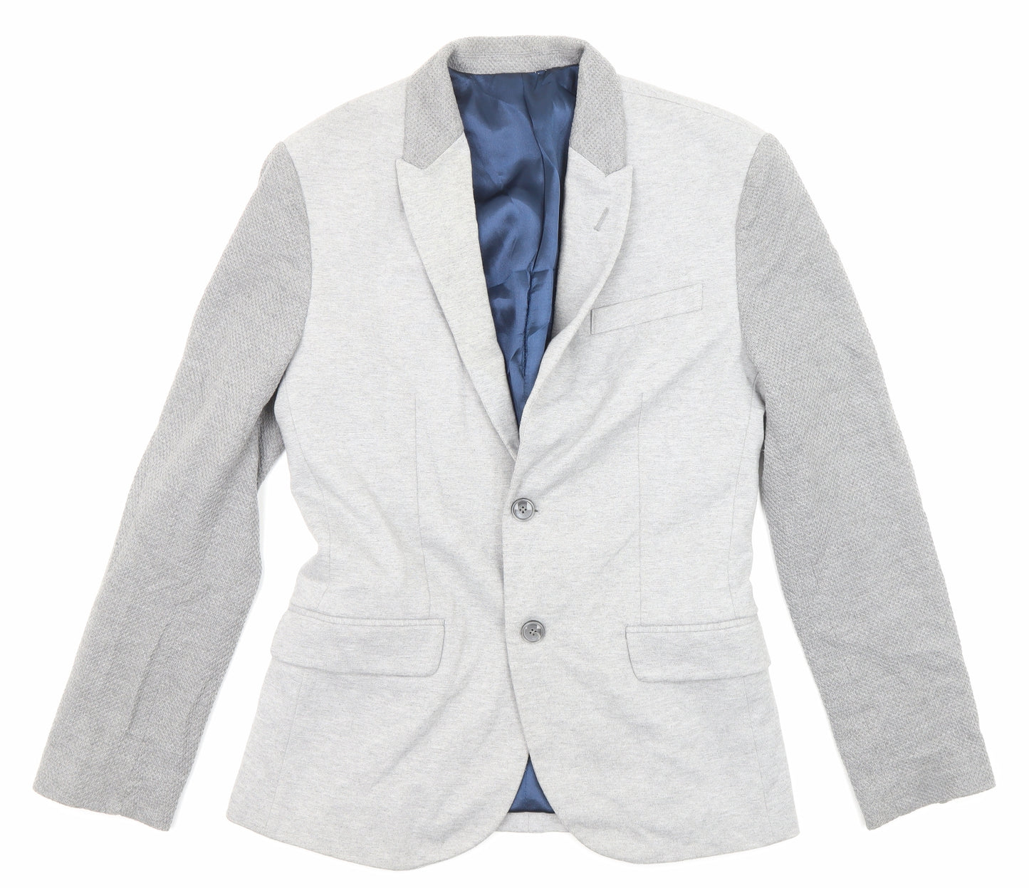 Zara Mens Grey Polyester Jacket Blazer Size 40 Regular