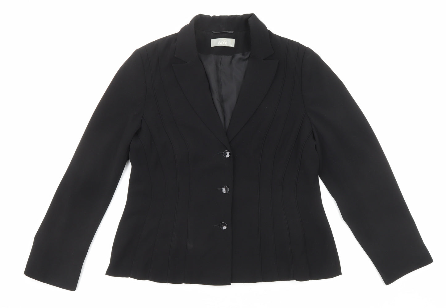 Wallis Womens Black Jacket Blazer Size 14 Button