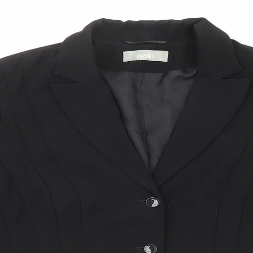 Wallis Womens Black Jacket Blazer Size 14 Button