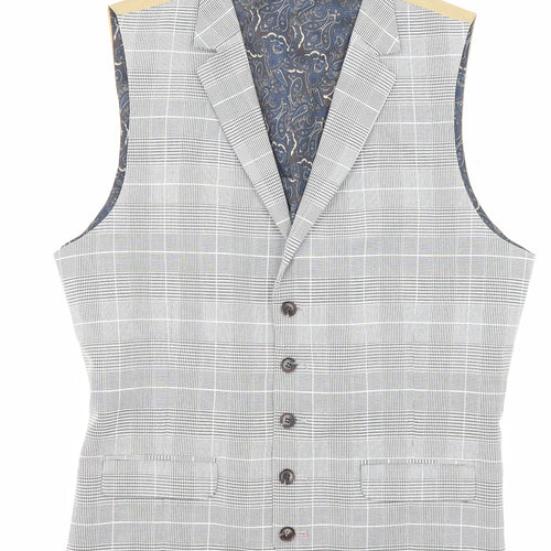 Burton Mens Multicoloured Plaid Polyester Jacket Suit Waistcoat Size 40 Regular