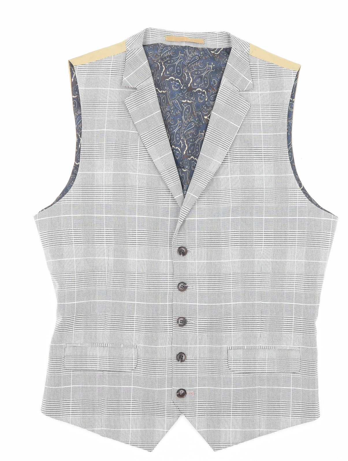 Burton Mens Multicoloured Plaid Polyester Jacket Suit Waistcoat Size 40 Regular