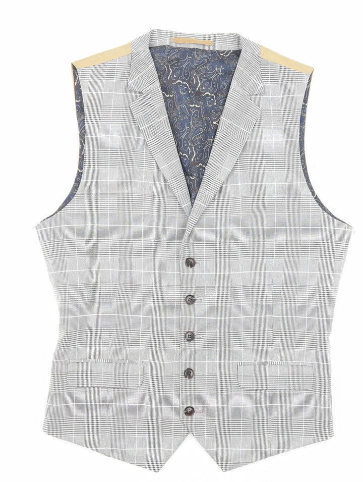 Burton Mens Multicoloured Plaid Polyester Jacket Suit Waistcoat Size 40 Regular