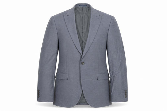 Front view of Next men’s blue polyester jacket suit jacket, size 42, regular