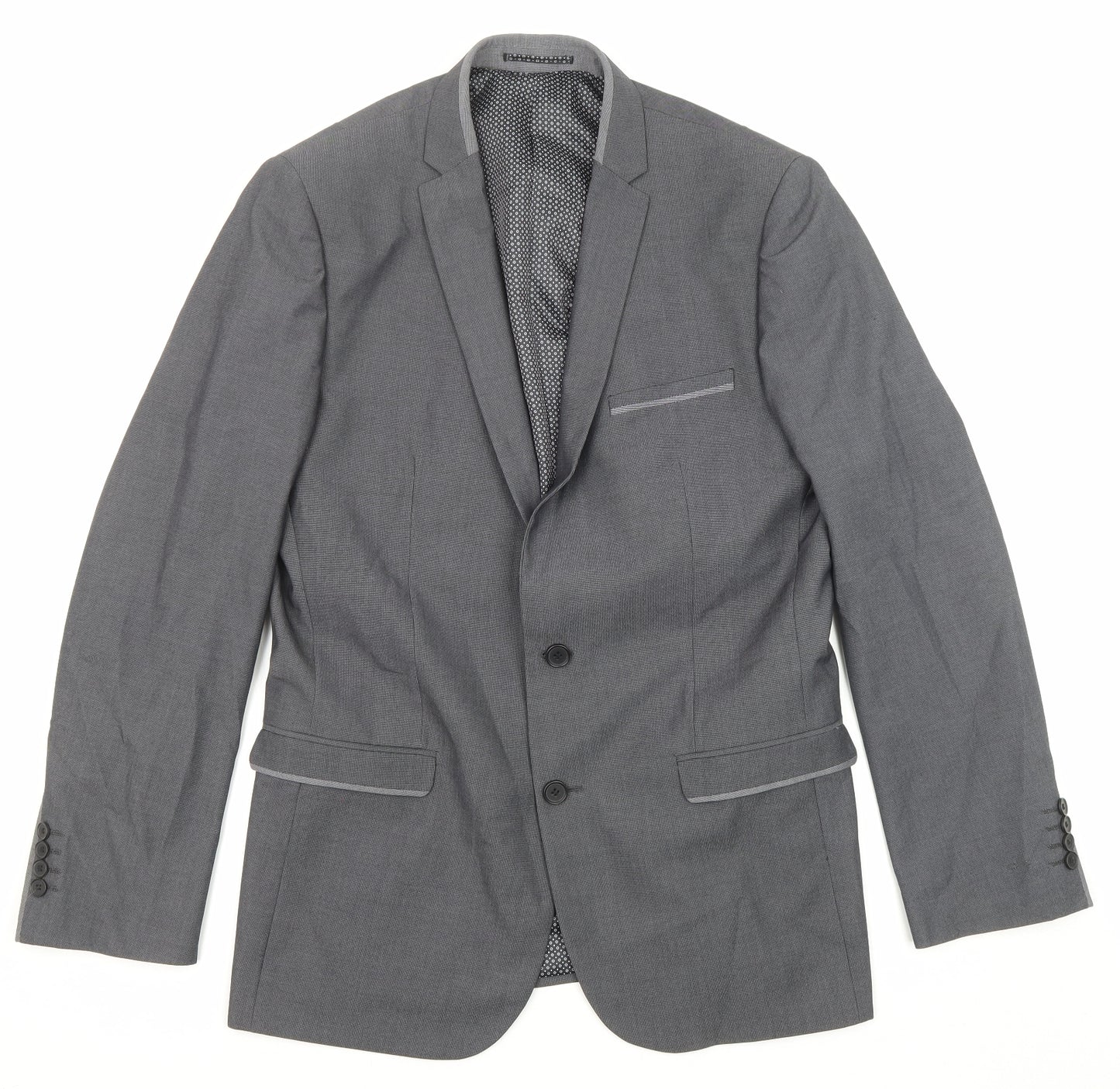 Slaters Mens Grey Polyester Jacket Suit Jacket Size 42 Regular