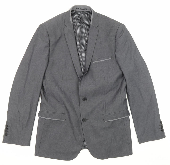Slaters Mens Grey Polyester Jacket Suit Jacket Size 42 Regular