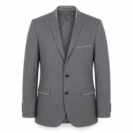 Front view of Slaters men’s grey polyester jacket suit jacket, size 42, regular