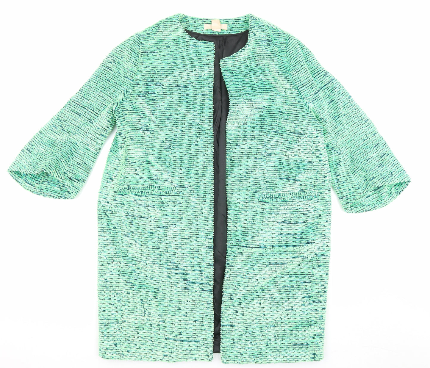H&M Womens Green Geometric Kimono Coat Size 8